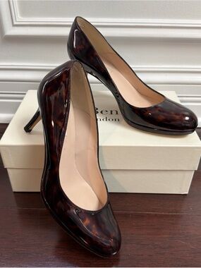 LK Bennett Brown Tortoiseshell Patent Leather Pumps